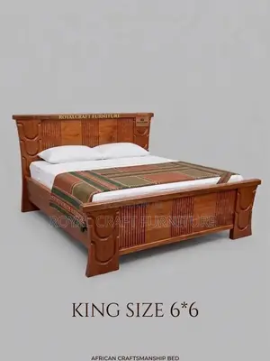 Royal Comfort: Handcrafted 6x6 Mahogany Wood Bed
