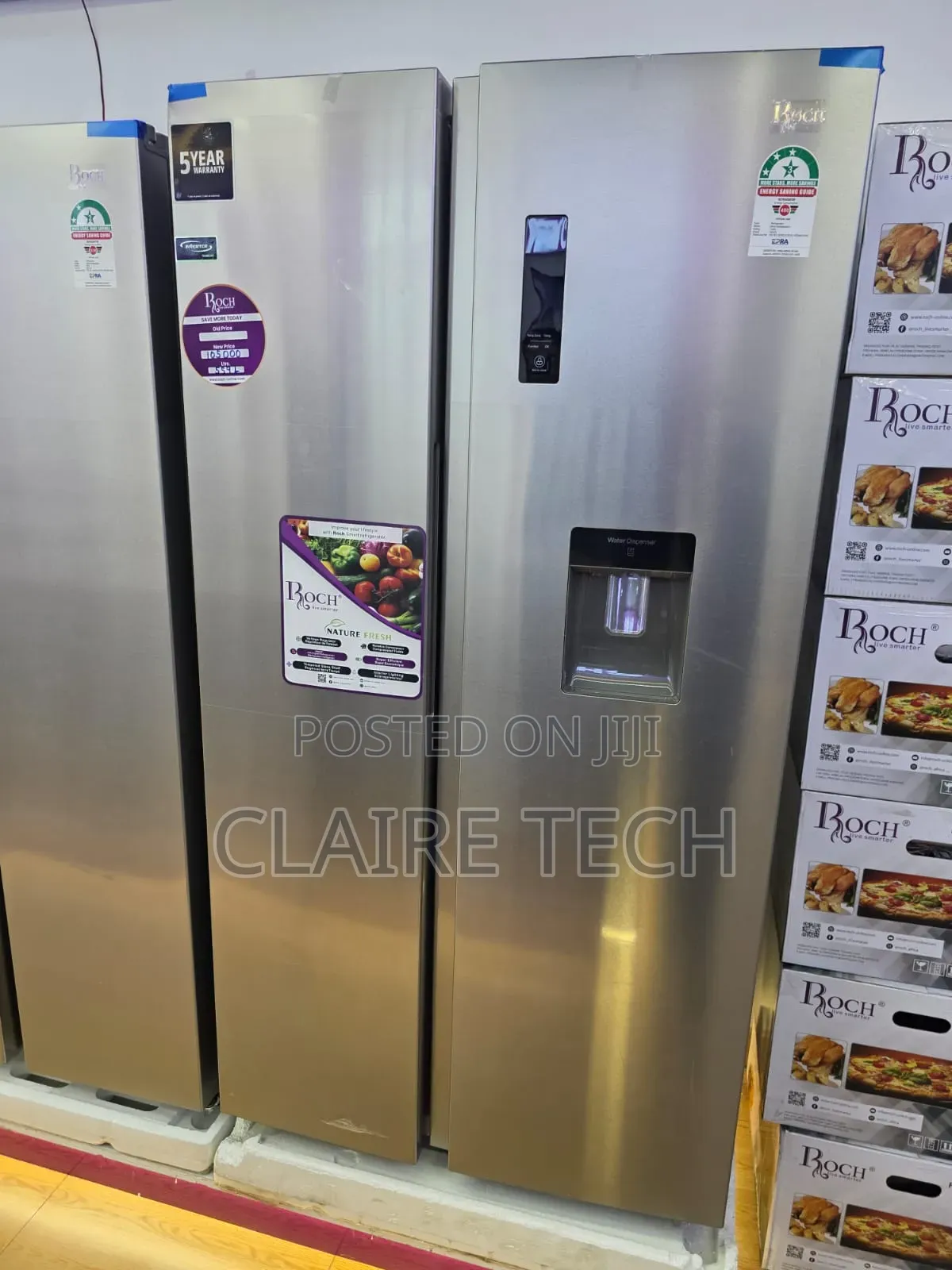 Roch 559L Side-by-Side Fridge With Water Dispenser