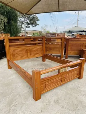 Timeless Elegance: Solid Mahogany 5x6 Plain Wooden Bed Frame