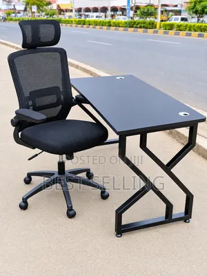 Metallic Base Practical Desk and Chair
