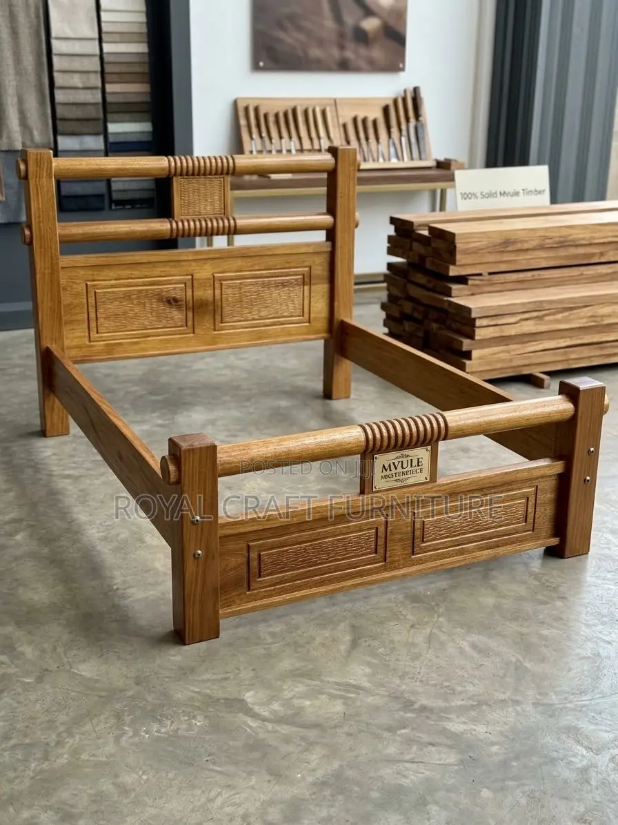 Built to Last: Solid Mvule Hardwood 5x6 Bed Frame