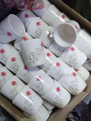 12 PC Melamine Cup / White Floral Melamine Cup
