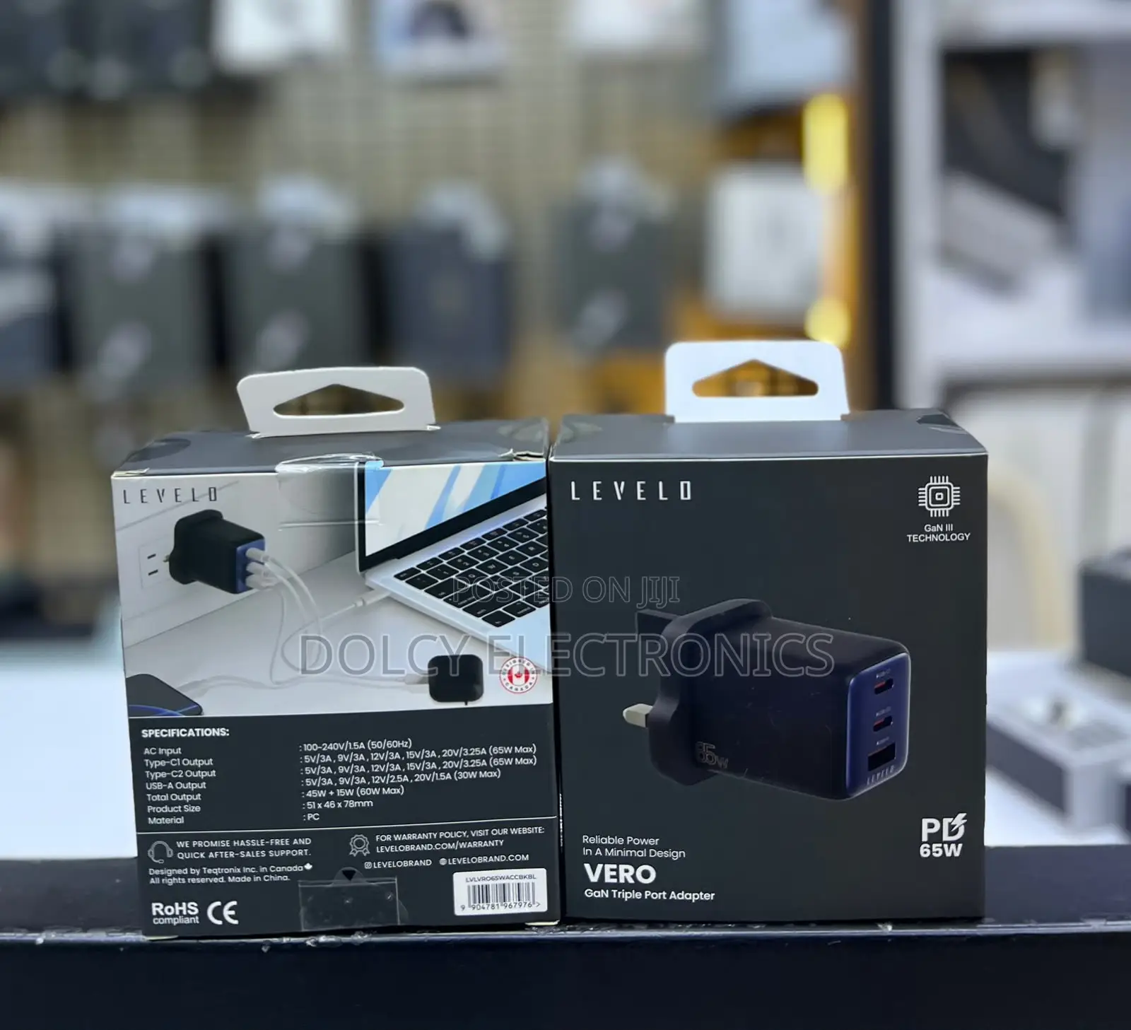 LEVELO Vero Gan Triple Port Adapter -65w