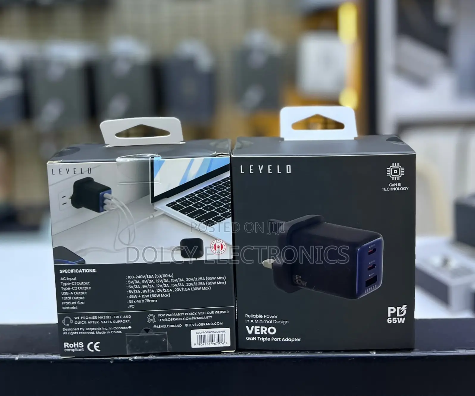 LEVELO Vero Gan Triple Port Adapter -65w