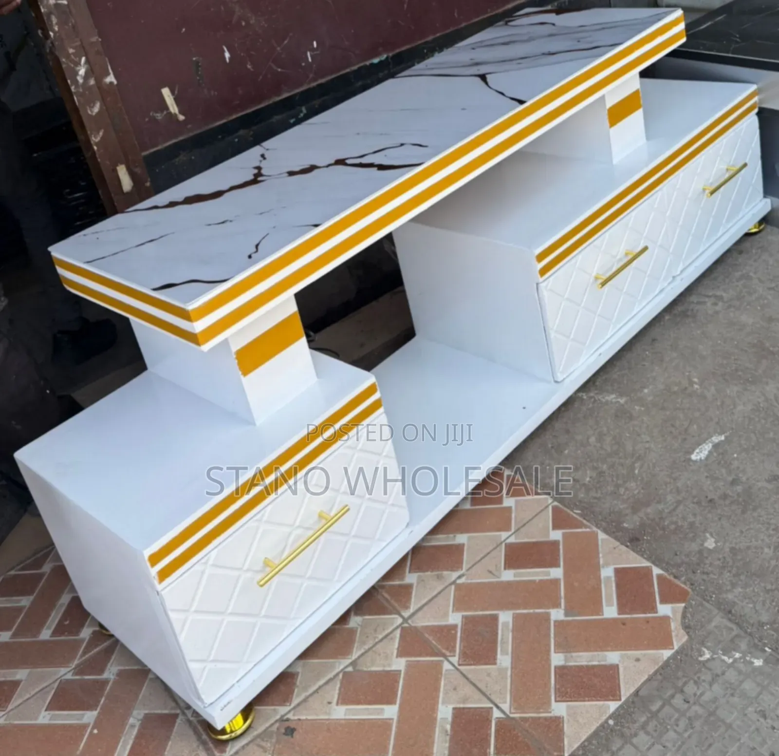 Executive White TV Stand