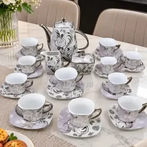 29pcs Elegant Floral Print Tea Set With Teapot and Cups