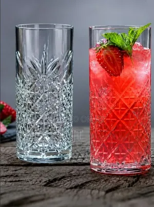 Diamond Cut Crystal Highball Drinking Glass