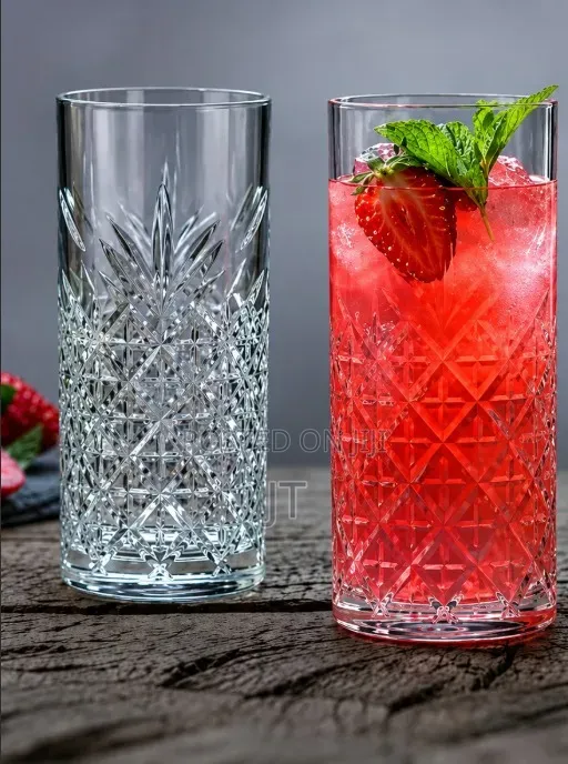 Diamond Cut Crystal Highball Drinking Glass