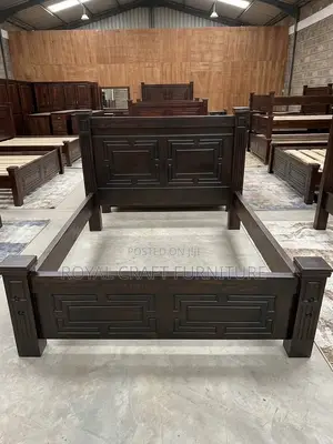 Royal Comfort: Premium Dark Walnut Finished Sudan Teak Bed Frame
