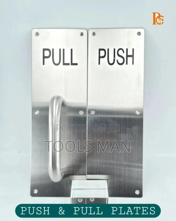 Stainless Steel Push Pull Door Plate Handle Sign Set - main view
