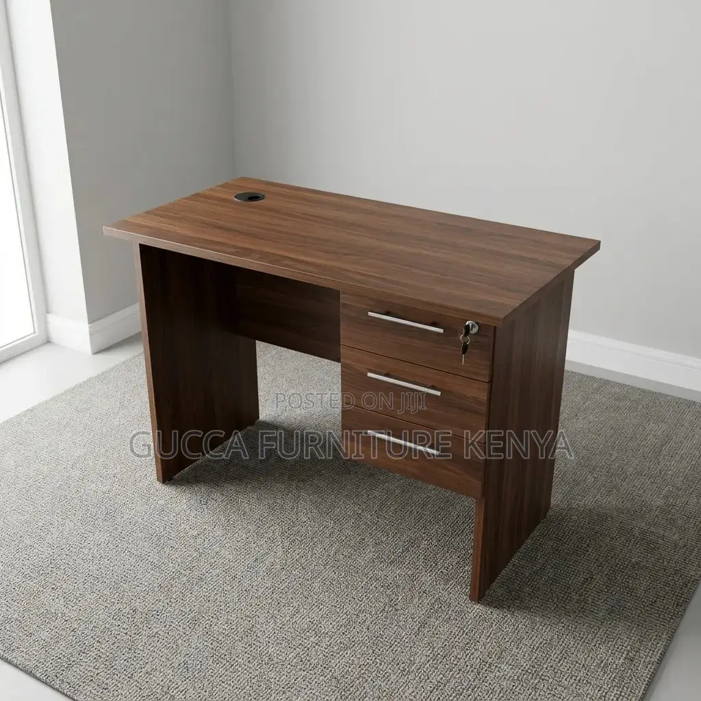Brown Generic Computer Desk With Drawers