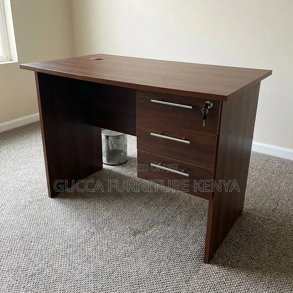 Brown Generic Computer Desk With Drawers