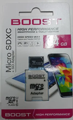 64GB Micro SD Card Boost Class 10 Memory Card + SD Adapter