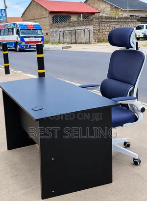 Modern Black Office Desk 120cm and Orthopedic Office Chair