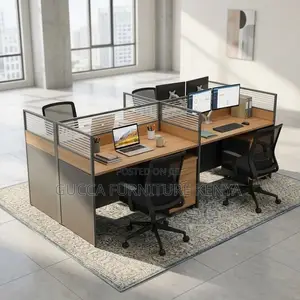 4-Seater Brown Workstation Desk.