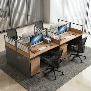 4-Seater Brown Workstation Desk.