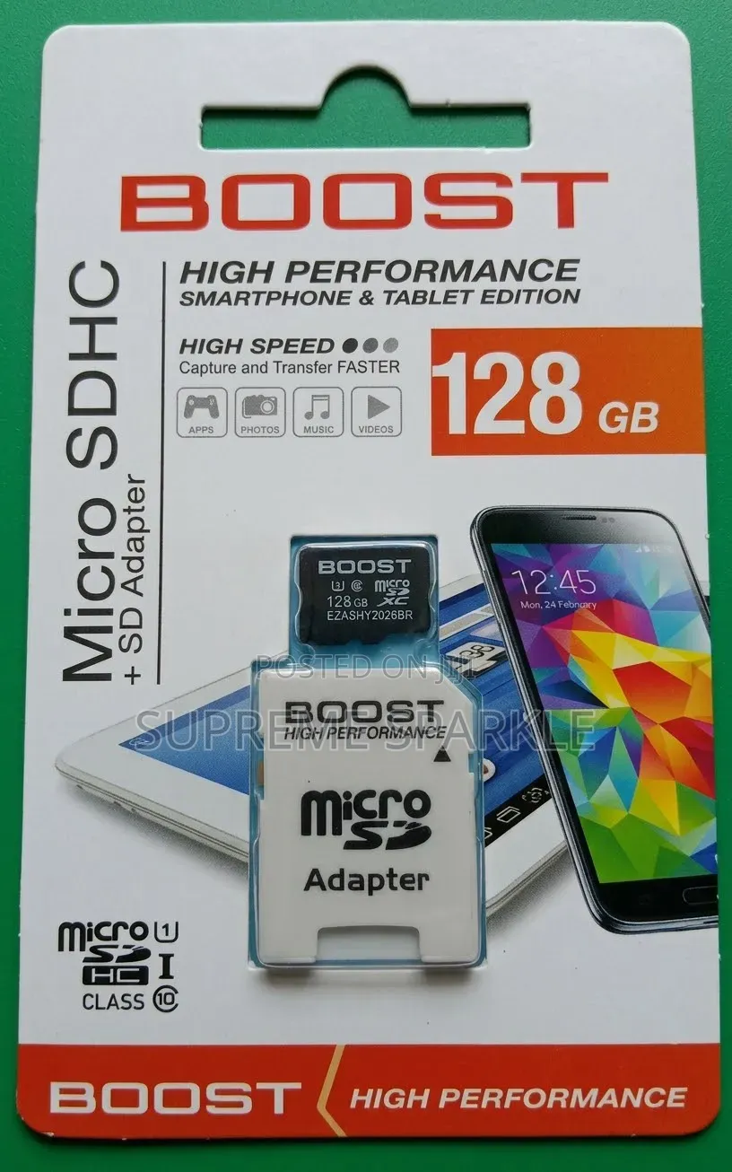 128GB Micro SD Card Class 10 BOOST Memory Card + SD Adapter