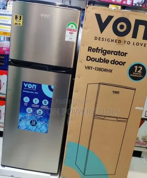 VON VRT-138DRHX Double Door Refrigerator.