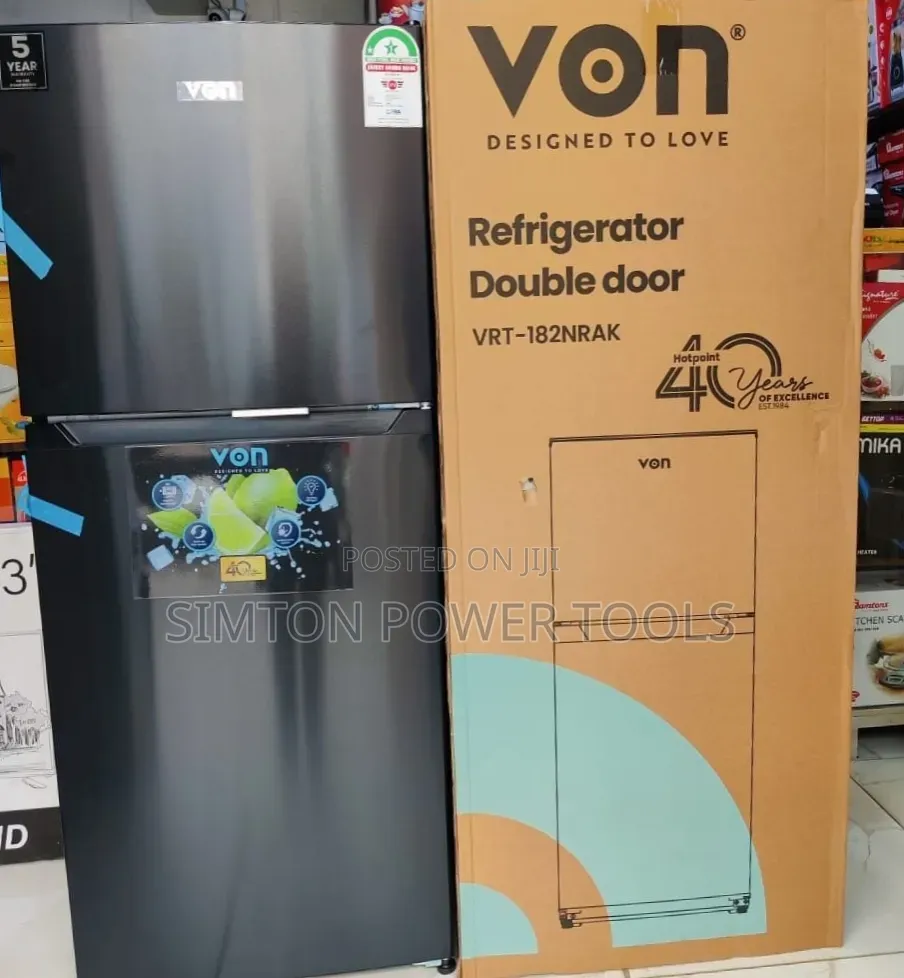 VON VRT-182NRAK Double Door Refrigerator.