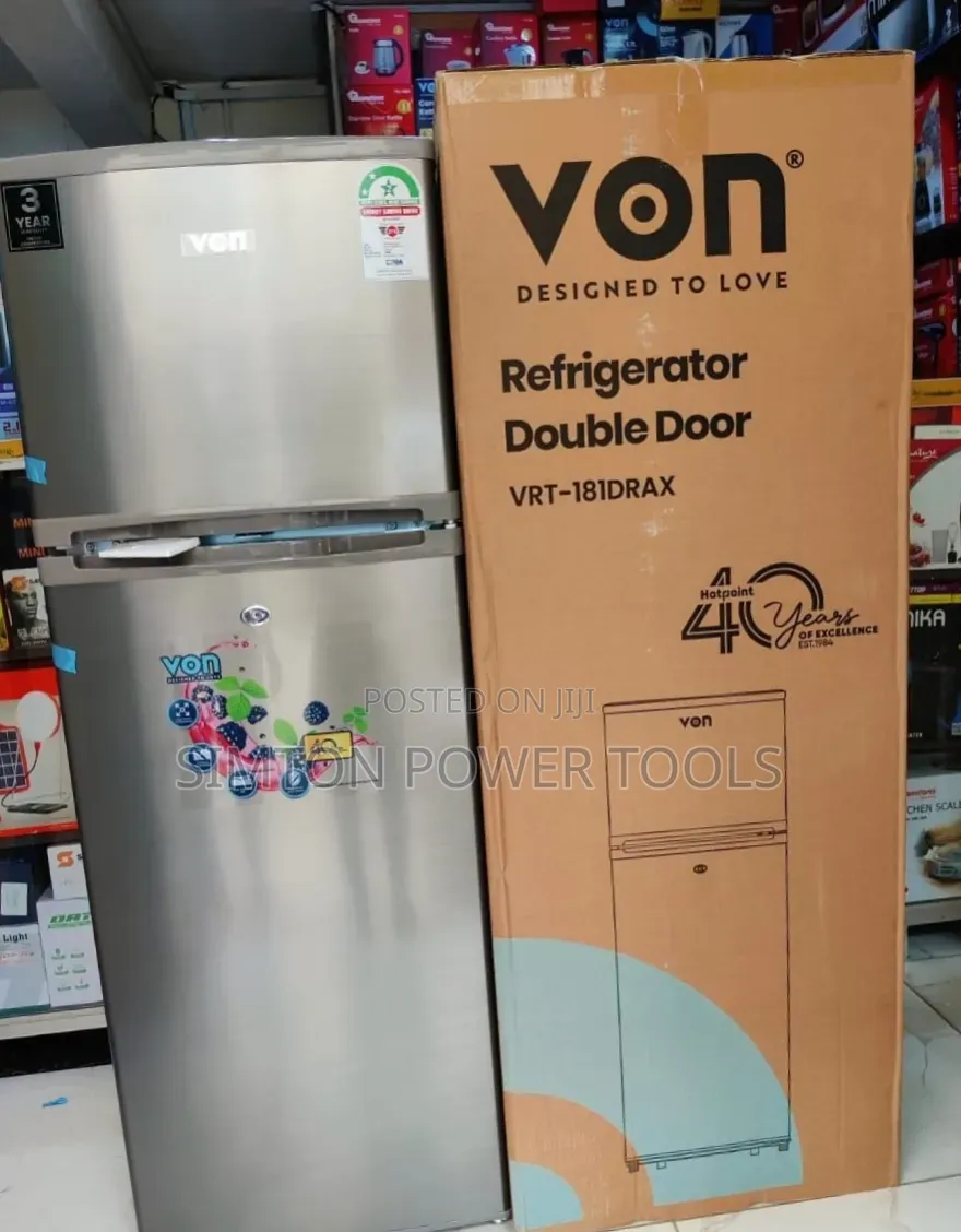 VON VRT-181DRAX Double Door Refrigerator.