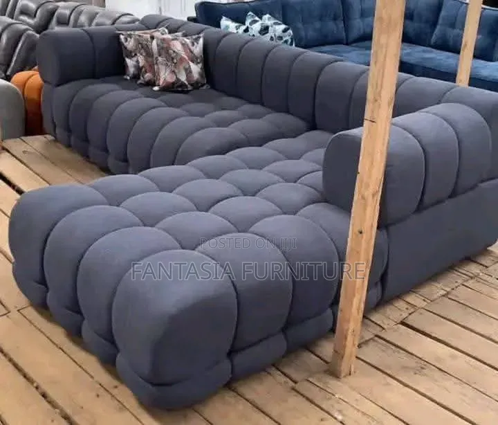 Grey Fabric 5 Seater Bubble Sofa