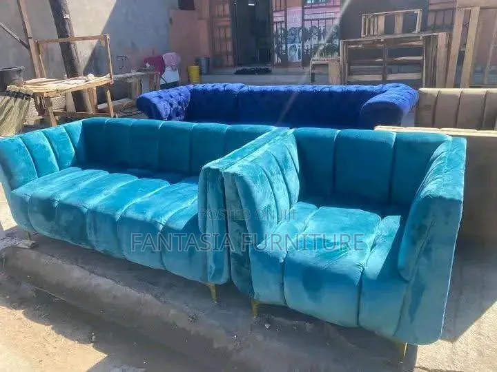 4 Seater Blue Sofa Set
