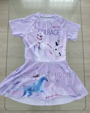 Girls Purple Disney Frozen Character Rash Guard Swimsuit