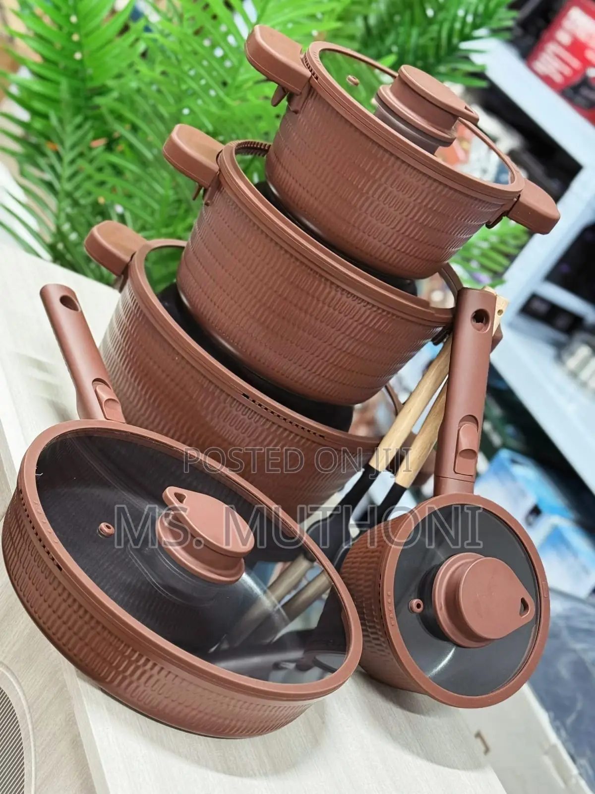The Hearth Woven 14-Piece Brown Rattan Cookware Set,