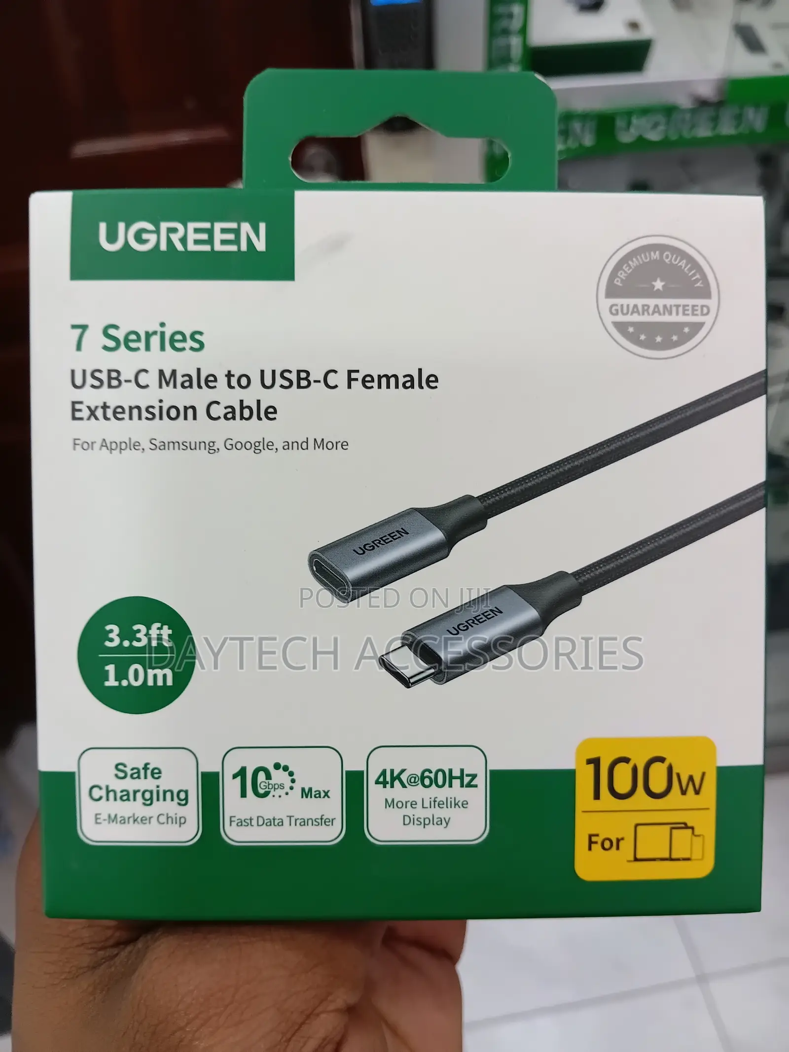 1-Meter UGREEN 7 Series USB-C Male to USB-C Female Extension Cable