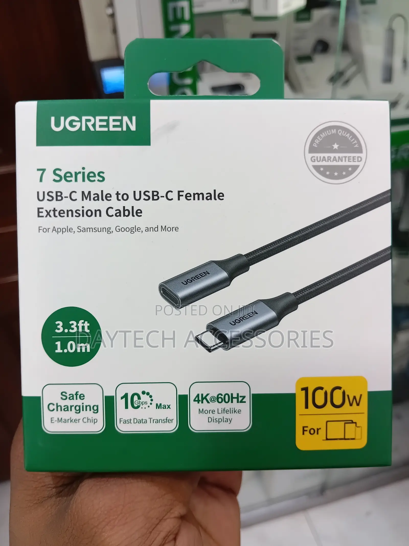 1-Meter UGREEN 7 Series USB-C Male to USB-C Female Extension Cable