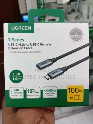 1-Meter UGREEN 7 Series USB-C Male to USB-C Female Extension Cable