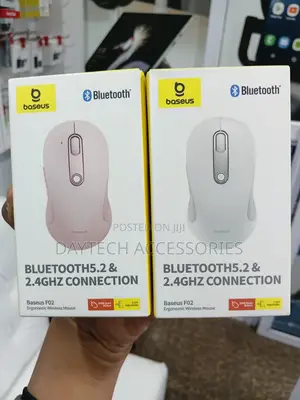 Baseus F02 Ergonomic Dual-Mode Wireless Mouse in Pink and White Color
