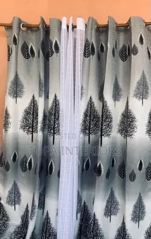 Tree Flowered Curtains With Rings Per Linear Metre