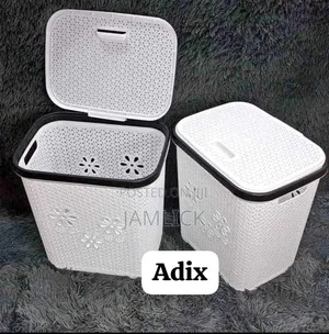 Square Plastic White Laundry Basket - Rm