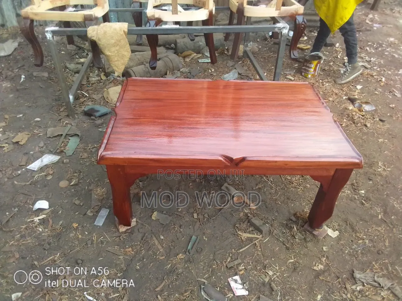 Warm Cherry Solid Wood Coffee Table With Sculpted Edge Detail