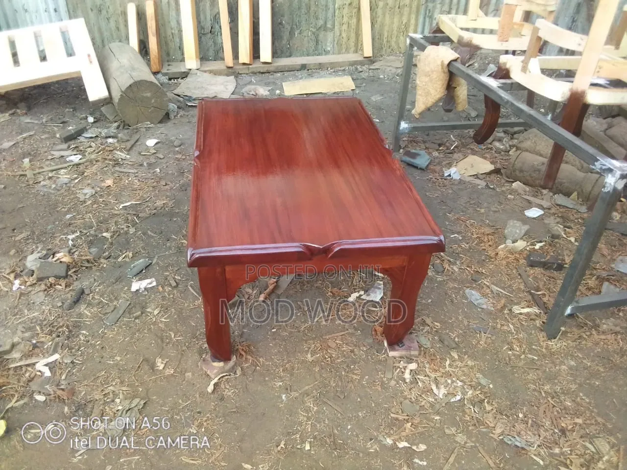 Warm Cherry Solid Wood Coffee Table With Sculpted Edge Detail