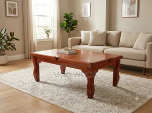 Warm Cherry Solid Wood Coffee Table With Sculpted Edge Detail