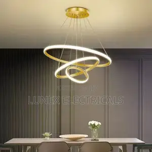 Gold Three Ring Round Chandelier Living Room