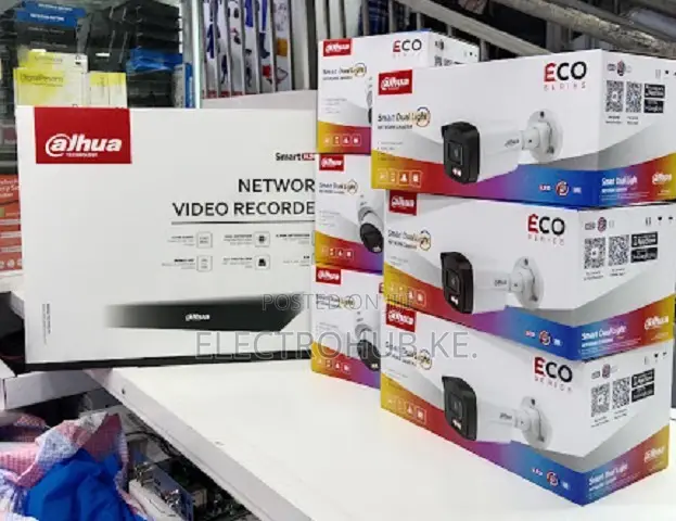 Colored Dahua 4 Channel 2mp Eco Series Ip Camera Full Kit