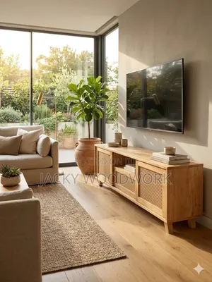 Woven Rattan Media Console