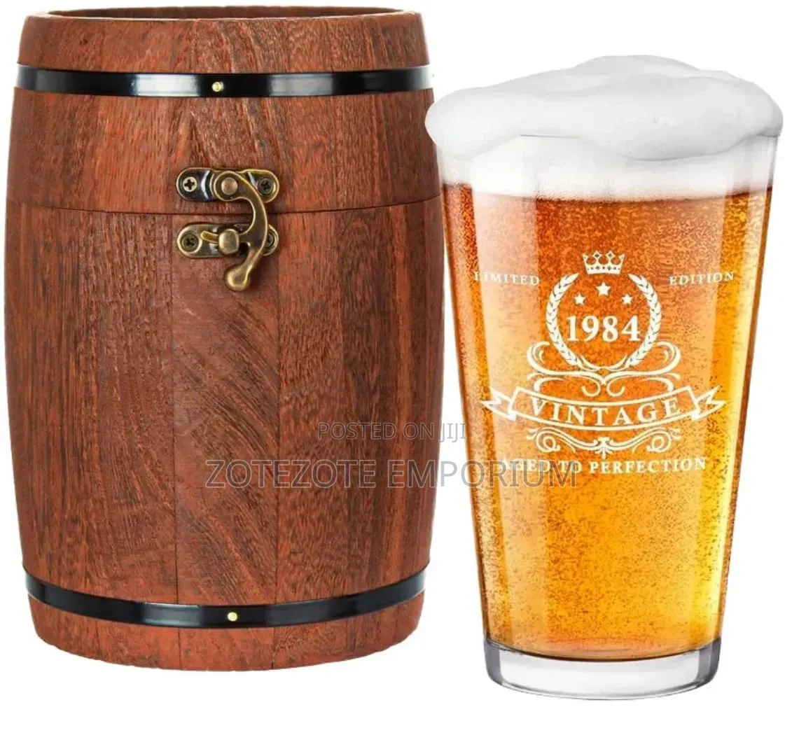 Vintage Beer Glass +Barrel Gift Set-Mwejeje