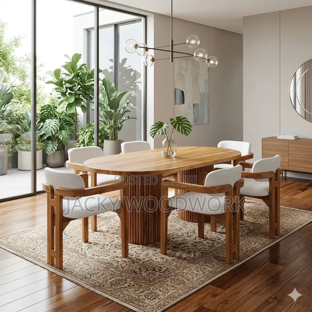 Modern Oval Dining Table With Curved Chair
