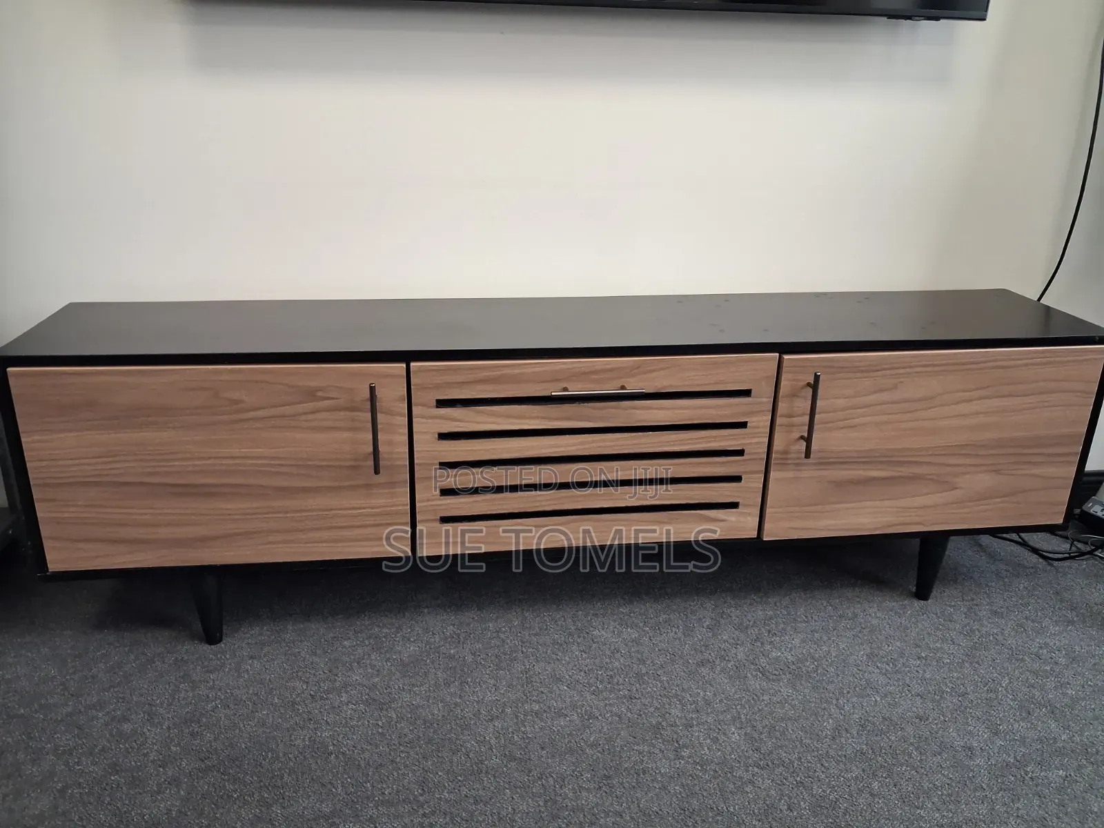 Modern 6ft TV Console / TV Stand –Black Walnut | Excellent Condition
