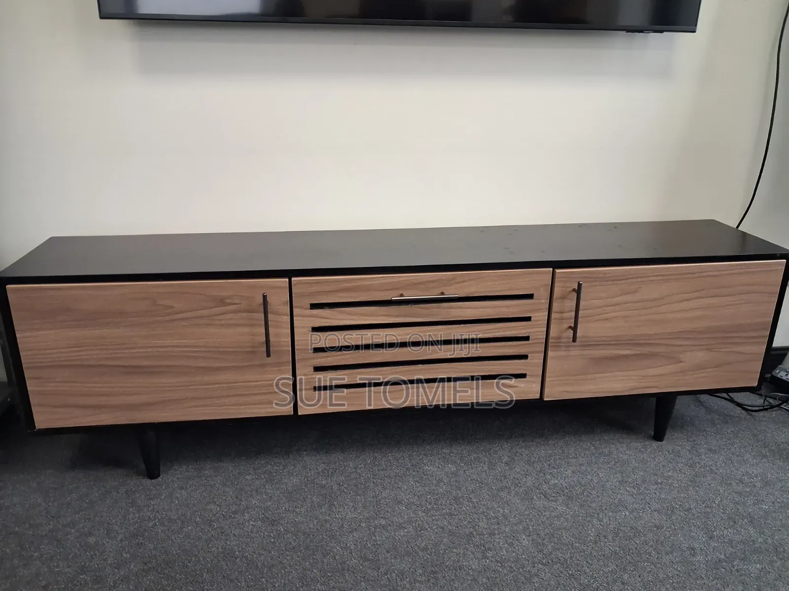 Modern 6ft TV Console / TV Stand –Black Walnut | Excellent Condition
