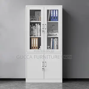 Gray Half Glass Filling Cabinet