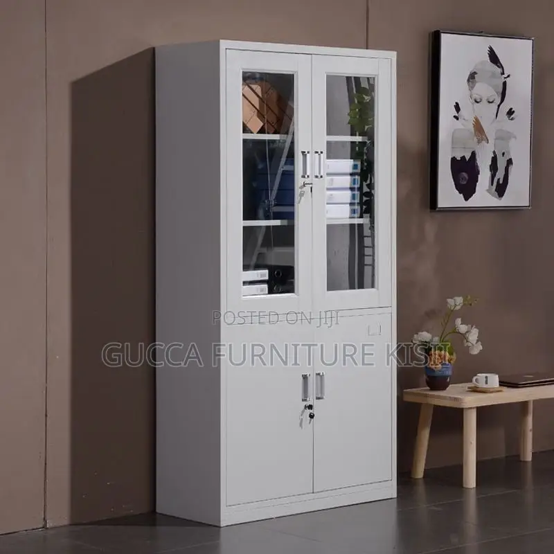 Gray Half Glass Filling Cabinet