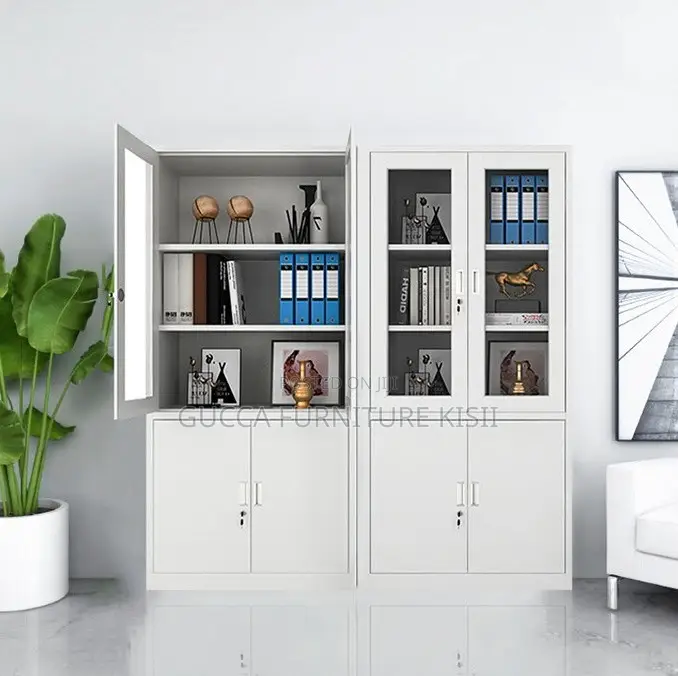 Gray Half Glass Filling Cabinet