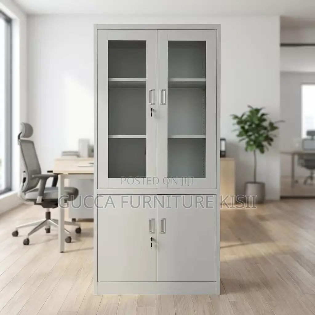 Gray Half Glass Filling Cabinet