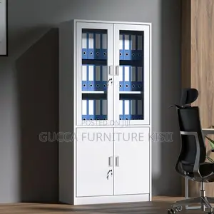 Gray Half Glass Filling Cabinet