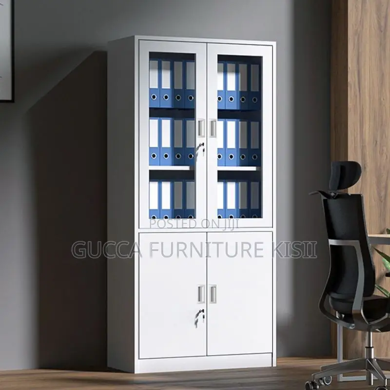 Gray Half Glass Filling Cabinet